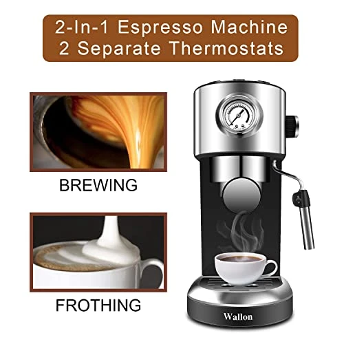 20 Bar Espresso Machine With Milk Frother, Espresso, Cappuccino, Latte, Machiato Maker, For Home Barista, 1.4L Water Tank, 1350W - Image 4