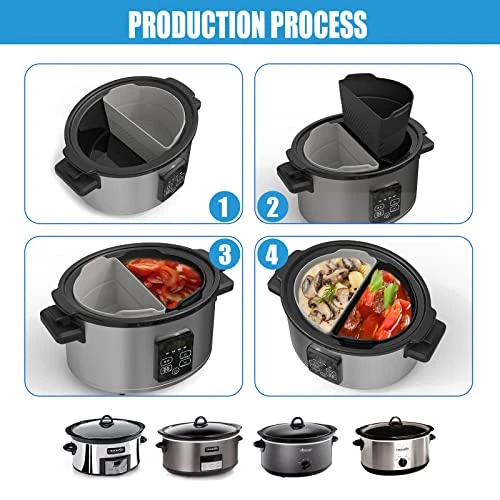 Low Cooker Divider Liners Silicone Fit Oval CrockPot 6-8 Quart,Food-Grade Material,BPA Free,Reusable,Leakproof,Dishwasher Safe,Cooking Liner For Hamilton Beach,Elite Gourmet,Bella Divider Insert - Image 5