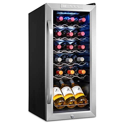 18 Bottle Compressor Wine Cooler Refrigerator W/Lock | Large Freestanding Wine Cellar For Red, White, Champagne Or Sparkling Wine | 41f-64f Digital Temperature Control Fridge Stainless Steel
