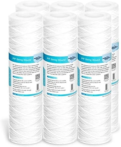 Membrane Solutions 5 Micron 10"x2.5" String Wound Whole House Water Filter Replacement Cartridge Universal Sediment Filters For Well Water - 6 Pack - Image 6