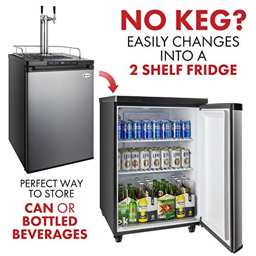 Kegco HBK309S-2K Full-Size Digital Homebrew Kegerator Dual Faucet Stainless With Ball Lock Keg - Image 6