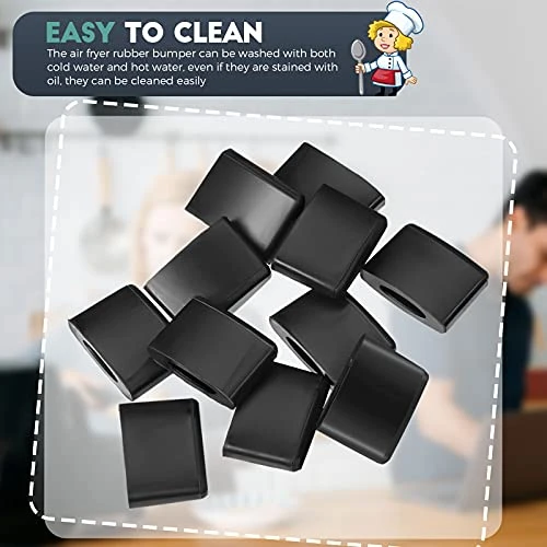 16 Pieces Air Fryer Rubber Bumpers Black Air Fryer Rubber Pieces Air Fryer Replacement Parts Silicone Accessories Rubber Non-Scratch Protective Covers For Air Fryer Grill Pan, 0.6 X 0.44 X 0.18 Inch - Image 3