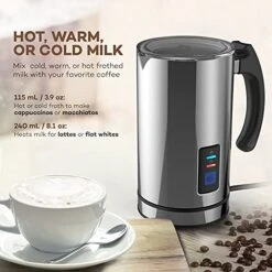 GENERIC Milk Frother, Electric Milk Steamer Foam Maker, Automatic Hot And Cold Milk Frother Warmer For Cappuccino, Hot Chocolates, Coffee, Latte, Stainless Steel, Non-Stick Interior, Heater With Strix Control