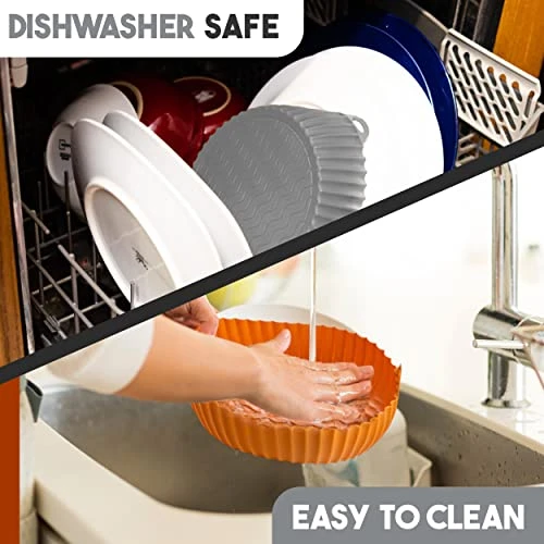 Air Fryer Liners Silicone Pot - 3 Pack Reusable Airfryer Liner Insert With Heat Insulated Silicone Gloves | Silicona Para Air Fryer Bowl Easy Cleaning Silicone Round Basket Airfryer Accessories - Image 4