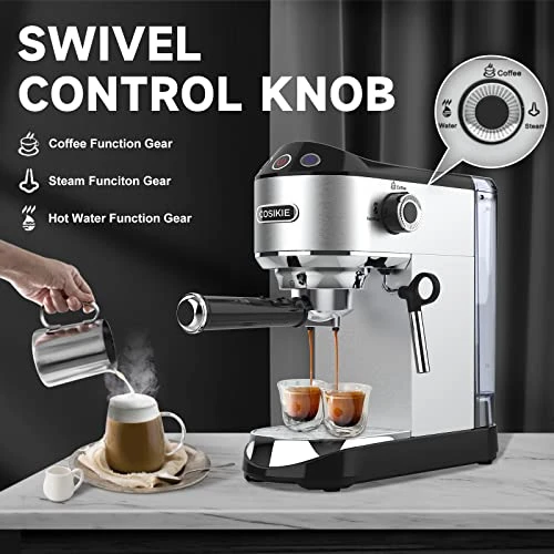 Espresso Coffee Maker, Espresso Machine With Milk Frother Steam Wand, 15 Bar Fast Heating Espresso Machines For Home, Stainless Steel Compact Latte Cappuccino Machine, Gifts For Mom And Dad - Image 5