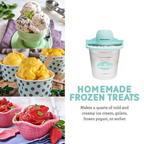 IM-308L# 4 Qt. Electric Motorized Maker Ice & Rock Salt, 4Qt. Freezing Canister, Creamy Ice Cream, Gelato, Frozen Yogurt, Or Sorbet, Recipe Booklet, 4 Quart, Mint - Image 4