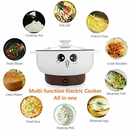 2.8L With Lid (No Steamer) Multifunction Electric Cooker Skillet Pot Wok Electric Hot Pot For Noodles Cook Rice Fried Stew Soup Steamed Fish Boiled Egg Non-stick - Image 3