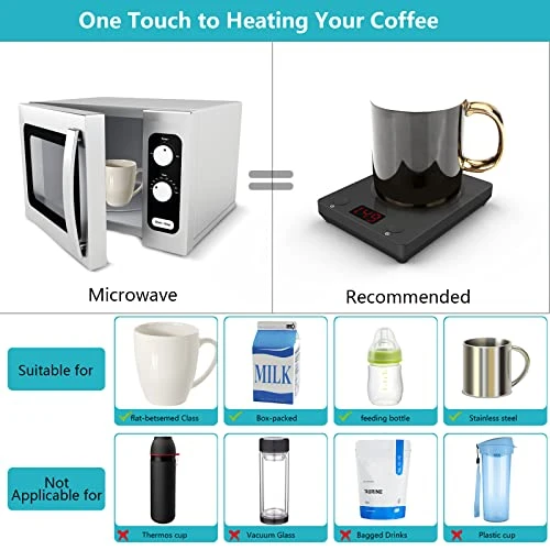 Coffee Mug Warmer Plate - Mug Warmer For Desk With Auto Shut Off, 3 Temperature Settings For Coffee, Milk, Tea Warming, Home & Office Use, Wood - Image 3