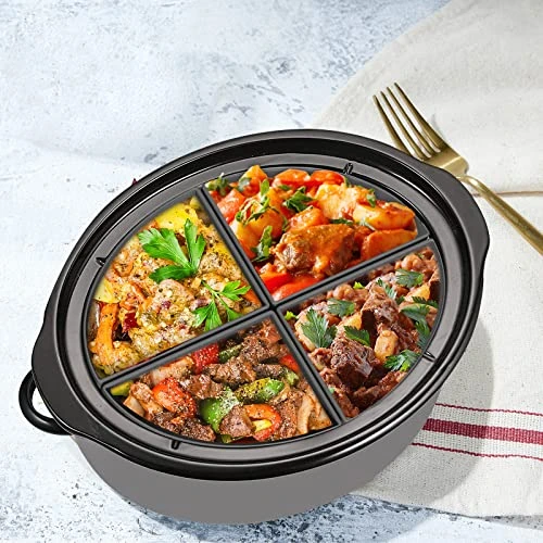 Slow Cooker Divider Liner Fit 6 QT Silicone Slow Cooker Liners, 4 In 1 Reusable Slow Cooker Divider, Leakproof & Easy Clean Dishwasher Safe Cooking Liner For 6 Quart Pot (Grey) - Image 5