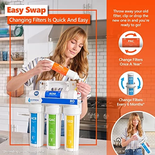 Xpress Water – 1 Year Reverse Osmosis System Filter Set – 11 Filters With 100 GPD RO Membrane, Carbon GAC ACB PAC, Sediment SED, Alkaline, And UV Filters – 10 Inch Size Replacement Water Filters - Image 5