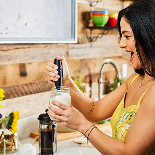 ™ Milk Frother Handheld For Coffee {Foam Maker} Electric Whisk Drink Mixer For Lattes, Cappuccino, Frappe, Matcha, Hot Chocolate (Black) - Image 5