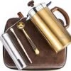 Camping French Press Travel Kit - French Coffee Press Set, Travel French Press Coffee Maker Set, Insulated French Press With Grinder, Outdoors Coffee Maker Kit, 34 OZ French Press Gift Set