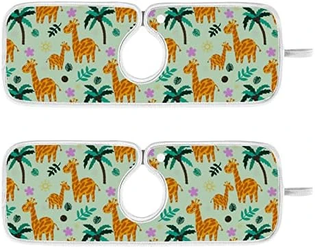 Kcldeci 2 Pack Faucet Mat Splash Guard For Kitchen Sink,Cartoon Summer Giraffes Pattern 23x5 Inch Faucet Handle Drip Catcher Tray Absorbent Mat Fast Dry Mat For Kitchen, Bathroom - Image 7