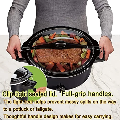 Extra Large 10-Quart Slow Cooker - Stay Or Go Portable With Lid Lock, Black - Image 2