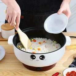 2.8L With Lid (No Steamer) Multifunction Electric Cooker Skillet Pot Wok Electric Hot Pot For Noodles Cook Rice Fried Stew Soup Steamed Fish Boiled Egg Non-stick