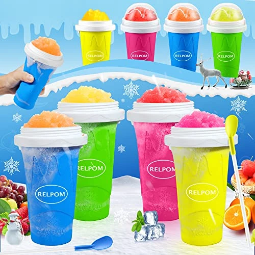 ® Slushie Maker Cup, TIK TOK Magic Quick Frozen Smoothies Cup, Cooling Cup, Double Layer Squeeze Slushy Maker Cup, Cool Stuff Birthday Gifts For Kids (Blue) - Image 4