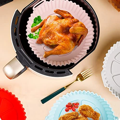 2 Pack Air Fryer Silicone Pot,7.5inch Silicone Air Fryer Basket,Round Air Fryer Reusable Liners,Non Stick Food Safe Air Fryers Oven Accessories,Air Fryer Bowl Inserts For 3 To 5 QT (7.5 Inch) - Image 4