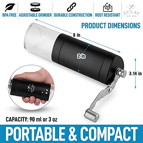 Manual Coffee Grinder With Foldable Handle - Triangular Coffee Grinder Manual With Adjustable Coarse Settings - Portable & Space-Saving Hand Coffee Grinder For Coffee Beans (Black) - Image 2