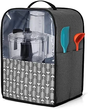 Uxja Food Processor Cover For Cuisinart And Hamilton Beach 10-14 Cup Processor, Food Processor Dust Cover With Accessories Pockets, Gray - Image 8