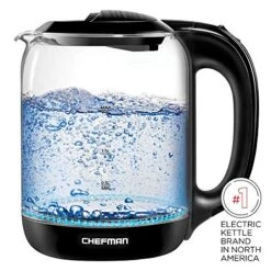 1.7 Liter Electric Glass Tea Kettle, Fast Hot Water Boiler, One Touch Operation, Boils 7 Cups, Swivel Base & Cordless Pouring, Auto Shut-Off