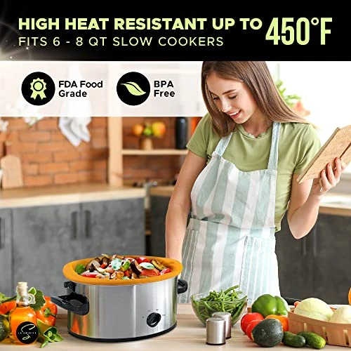 2 Pack Silicone Crock Pot Liner | Reusable Silicone Slow Cooker Divider Liner | Leakproof & Easy Clean Bags For Oval Or Round 6-8 Quarts Pot - Image 2