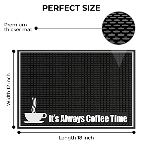 Premium Coffee Mat 18in X 12in. 1cm Thick Durable Kitchen Counter-Coffee Bar Accessories Fit Under Coffee Maker Coffee Pot Espresso Machine Mat - Image 2