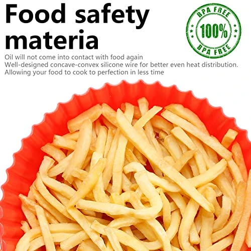 Air Fryer Silicone Liners 7.9inch - Reusable Non-stick Easy Cleaning Silicone Baking Tray With Dish Brush, Food Safe Air Fryers Oven Accessories Round Liners For 3.5 To 5 Qt (2 Pack) - Image 4