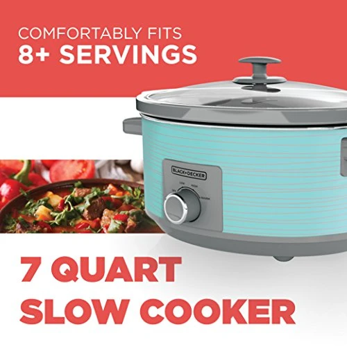Black & Decker SC2007D Slow Cooker, 7 Quart, Teal Wave - Image 2
