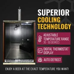 Beer Meister - Beer Kegerator, Draft Beer Dispenser For Home Bar, Beer, Wine, & Bar Soda Dispenser System, Single Tower W/Stainless Door, Built-in Premium Series, 24.88 X 23.88 X 34.38 Inches