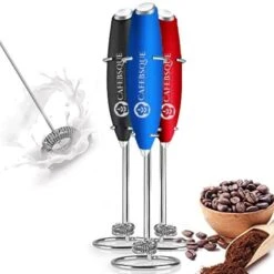 Milk Frother Handheld Battery-Powered Electric Whisk Drink Mixer Foam Maker For Coffee, And Hot Chocolate (Black)