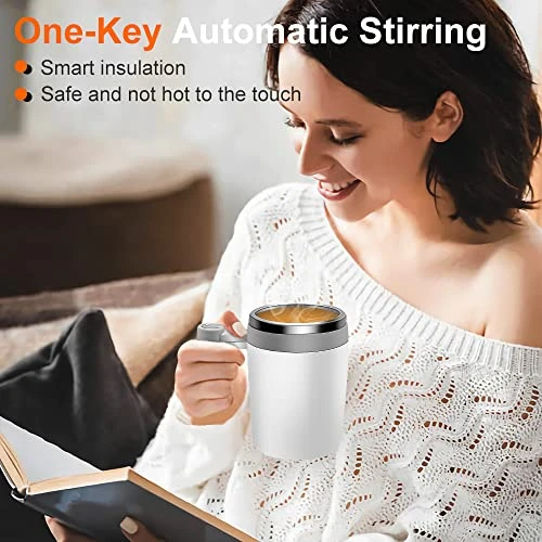 Self Stirring Coffee Mug, 400ML Stainless Steel Rechargeable Automatic Mixing Cup With Lid Auto Self Mixing Stainless Steel Cup For Coffee, Milk, Cocoa And Other Beverages - Image 4
