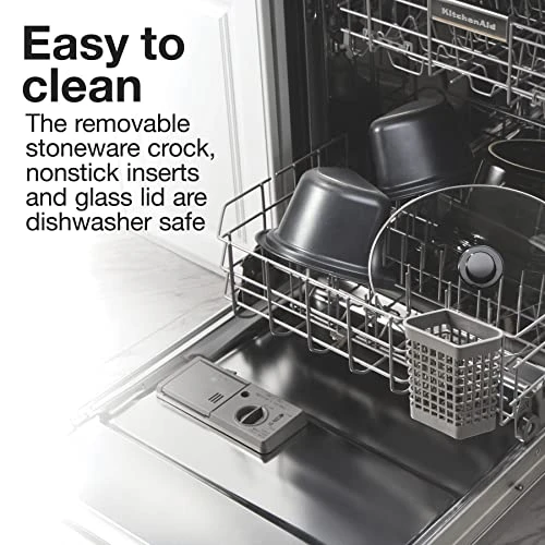 Double Dish Slow Cooker With 6qt Crock And Dual 2.5qt Nonstick Insert To Cook Two Meals At Once, Dishwasher Safe Pot & Lid, Silver (33563) - Image 3