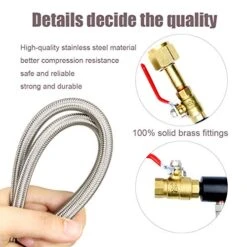 CGA320 G1/2 CO2 Cylinder Refill Adapter Hose, CO2 Refill Station Connector Kit For Filling Soda-maker(CGA320 To TR21-4, Dual Valve With Gauge) (24 Inch)
