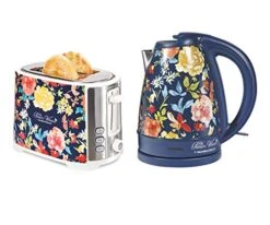 The Pioneer Woman Extra-Wide|2 Slice Toaster|Fiona Floral Bundle With The Pioneer Woman| 1.7 Liter Electric Kettle|Fiona Floral