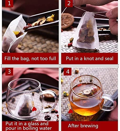 Tea Filter Bags With Free Tea Spoon, Safe & Natural Material, Disposable Tea Infuser For Loose Leaf Tea, Coffee, Spice, Herbs (300 PCS) - Image 2