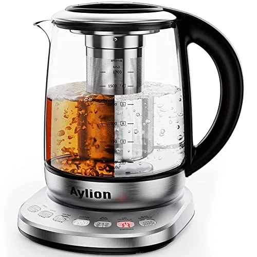 Smart Electric Kettle With Temperature Control, 5 Presets Electric Tea Kettle With Removable Infuser, 2 Hours Keep Warm With Auto Shut Off, 1.7L, Glass And Stainless Steel, BPA Free