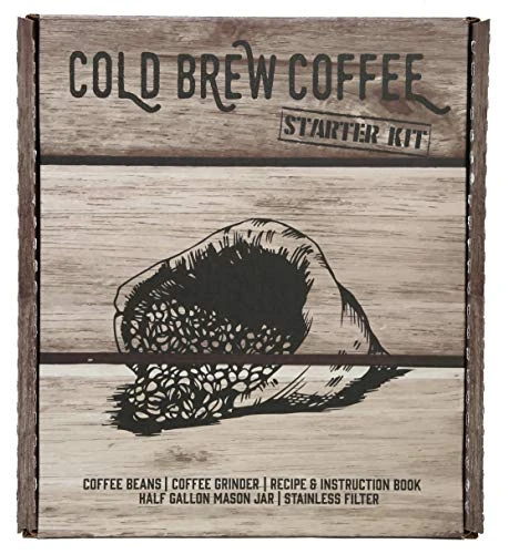 Ld Brew Coffee Maker Starter Kit - Half Gal Mason Jar | Stainless Filter Basket | Ceramic Burr Grinder | Half Pound Certified Organic Whole Bean Cold Brew Blend | Recipe & Instruction Book - Image 2