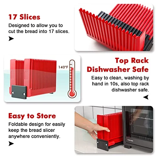 Bread Slicer For Homemade Bread Loaf Bagels, Bread Slicing Guide Easy To Clean Flodable And Campact Bread Cutter Without BPA - Image 3