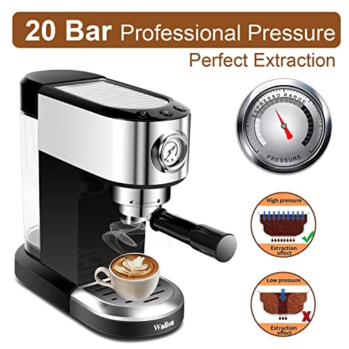 20 Bar Espresso Machine With Milk Frother, Espresso, Cappuccino, Latte, Machiato Maker, For Home Barista, 1.4L Water Tank, 1350W - Image 2