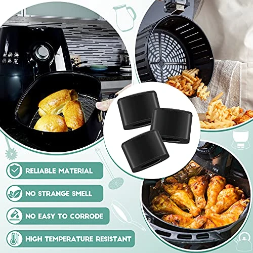 16 Pieces Air Fryer Rubber Bumpers Black Air Fryer Rubber Pieces Air Fryer Replacement Parts Silicone Accessories Rubber Non-Scratch Protective Covers For Air Fryer Grill Pan, 0.6 X 0.44 X 0.18 Inch - Image 4