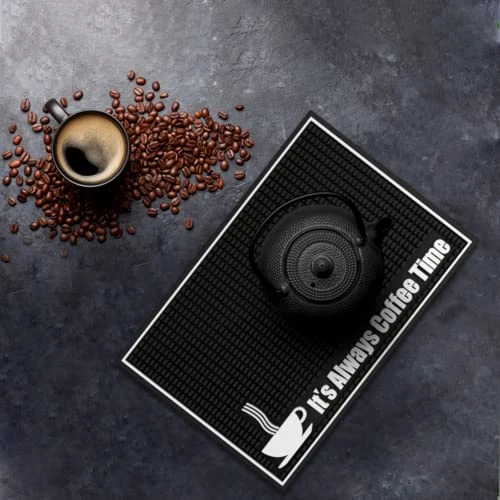 Premium Coffee Mat 18in X 12in. 1cm Thick Durable Kitchen Counter-Coffee Bar Accessories Fit Under Coffee Maker Coffee Pot Espresso Machine Mat - Image 5