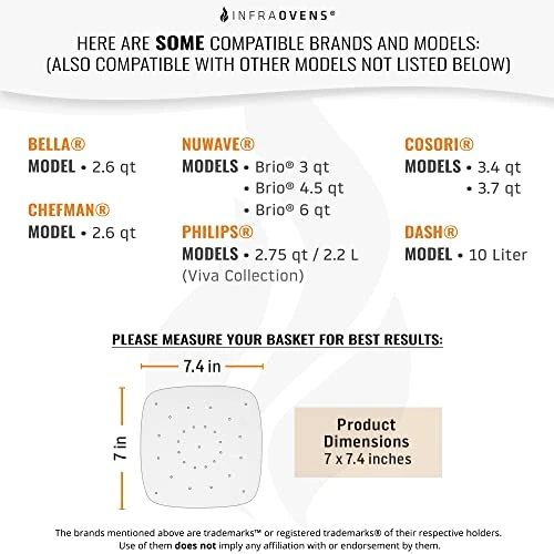 Ir Fryer Parchment Paper Liners Compatible With Chefman, Cosori, Dash, Nuwave®, Philips And More | Bleached Square Perforated Air Fryer Liners For Pans, Trays And Air Fryer Baskets - Image 3