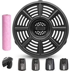 Air Fryer Replacement Parts For Ninja AF101 AF161 AF150 Air Fryer, 8.2'' Round Food Grade Air Fryer Grill Pan Grill Plate Crisper Plate Accessories Tray Rack Compatible Ninja Foodie Pressure Cooker