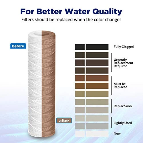 Membrane Solutions 5 Micron 10"x2.5" String Wound Whole House Water Filter Replacement Cartridge Universal Sediment Filters For Well Water - 6 Pack - Image 5