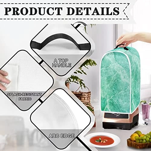 Biyejit Teal Marble Print Blender Covers For Kitchen, Dust And Fingerprint Appliance Protector With Durable Hanlde, Dust Covers For Kitchen Appliances Stand Mixer Or Maker Coffee Appliance Cover - Image 3