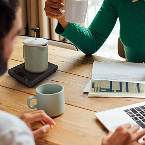 Coffee Mug Warmer Plate - Mug Warmer For Desk With Auto Shut Off, 3 Temperature Settings For Coffee, Milk, Tea Warming, Home & Office Use, Wood - Image 5