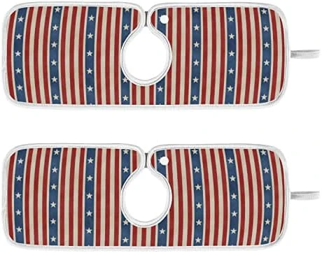 2 Pack Kitchen Faucet Mat Absorbent Washable Sink Splash Guard Faucet Drip Drying Mat Bar Countertop Water Catcher Mat Large 30x5 Inch American Flag Element - Image 6