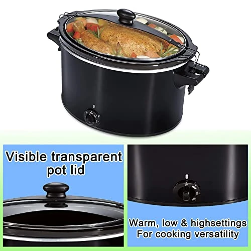 Extra Large 10-Quart Slow Cooker - Stay Or Go Portable With Lid Lock, Black - Image 3