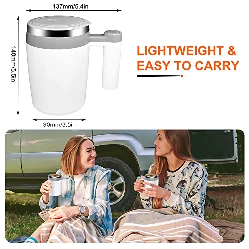 Self Stirring Coffee Mug, 400ML Stainless Steel Rechargeable Automatic Mixing Cup With Lid Auto Self Mixing Stainless Steel Cup For Coffee, Milk, Cocoa And Other Beverages - Image 2