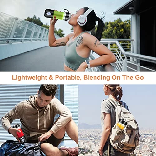 Portable Blender For Shakes And Smoothies, USB Rechargeable Personal Blender With 6pcs 3D Blades, Strong Blending Power, 13.5Oz & Cleansing Brush For Travel, Office And Sports - Black - Image 3